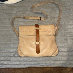 Scully Cream and Brown Leather Crossbody Bag